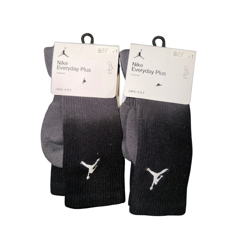 Jordan Everyday Plus Crew Sock (2 pairs) Women's 6-10/Mens 6-8/5Y-7Y